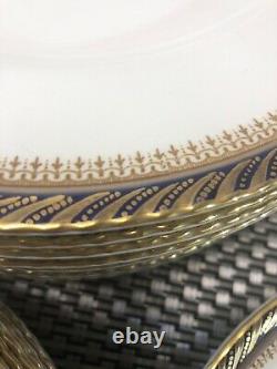 Vintage 56 Piece Set Crown Ducal Ware Athena Cobalt Blue & Gold China Angleterre