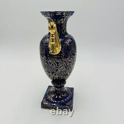 Vintage Empire Ware Shelton Cobalt Or Bleu Pedestal Urn Vase Fabriqué En Angleterre