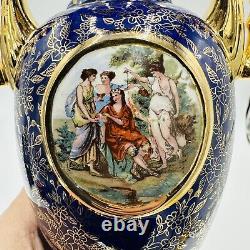 Vintage Empire Ware Shelton Cobalt Or Bleu Pedestal Urn Vase Fabriqué En Angleterre