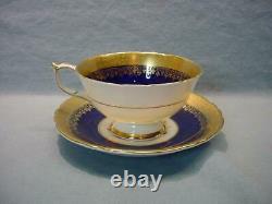 Vintage Paragon Cobalt Bleu Rose Bouquet Teacup & Saucer Heavy Gold
