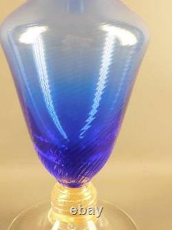 Vintage Ritalian Murano Art Glass Valeur Cobalt Blue Gold Dust Claire Base 12''haut