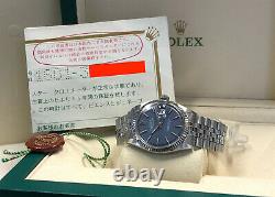 Vintage Rolex Datejust 36mm 1601 18k Blanche D'or/acier Cobalt Blue Dial Avec Papier