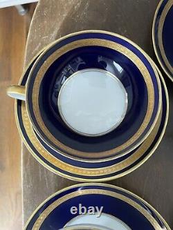 Vintage Rosenthal Allemagne Eminence Cobalt Blue And Gold Cup And Saucers Set De 7