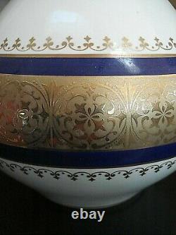 Vintage Royal Porzellan Bavaria Kpm Allemand Handarbeit Cobalt Blue & Gold Vase