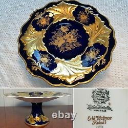Vintage Weimar Jutta Cobalt Blue/gold Porcelain Footed Cake Stand Pedestal Plate