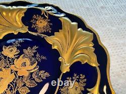 Vintage Weimar Jutta Cobalt Blue/gold Porcelain Footed Cake Stand Pedestal Plate
