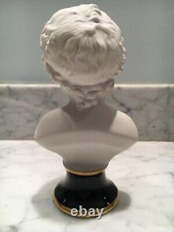 Vtg Tharaud Limoges Buste De Porcelaine Blanche De La Base D'or De Cobalt Fille Signée France