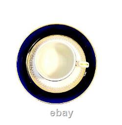 Wedwood 1910 Cobalt Blue White Gold Demitasse Cup And Saucer Ww1930 5 Disponible