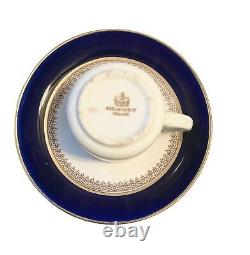Wedwood 1910 Cobalt Blue White Gold Demitasse Cup And Saucer Ww1930 5 Disponible