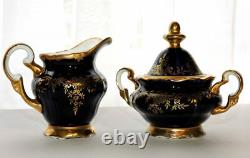 Weimar Katharina Tea Coffee Set Cobalt Blue Gold Coffee Pot Cups Saucers Sucre